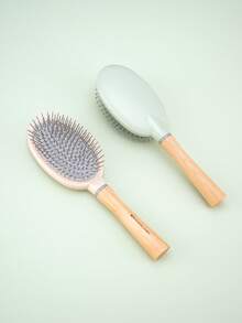 1pc Wooden Handle Air Cushion Massage Comb, Anti-Static Hair Brush, Suitable For Curly, Straight, Wavy Hair, Moisturizing Hair Care Brush, Curling Comb, Straightening Comb, Women Hair Brush, Hairstyling, Travel, Hair Care Products, Hairstyling Tools, Hair Accessories, Hairstylist, Hair Salon, Hairstyling Equipment - Multicolor - View 7