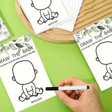 20/40 Pcs Draw The Baby Shower Game, Minimalist Party Shower Activity, Suitable For Baby Shower, Birthday Party, Gender Reveal(2 Type Available) - Multicolor - View 8