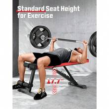 Black Adjustable Foldable Weight Bench, Multi-Position Workout Bench For Home Gym Full Body Training - mặc định - Xem 3