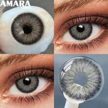 AMARA 1對灰藍色年戴彩色隱形眼鏡 14.5mm 灰色染飾鏡片 萬聖節妝容適用 - SERIBA-GRAY - 查看 5