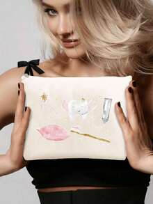 卡通牙齿图案收纳袋，网状便携化妆包，可爱水彩牙齿天使印花化妆包，旅行美妆包；度假必备泳衣收纳包；送给女朋友的完美礼物；可折叠轻便化妆包，适合商务旅行和随身携带；多功能网状洗漱包 - 6 种颜色可选 - 彩色 - 查看 5