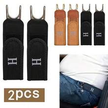 Unisex Elastic Waist Belt - Metal Hook Buckle Less Invisible Design For Work & EDC With Carabiner - 2pcs - 查看 1