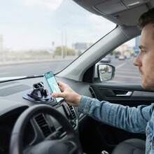 360°旋转车载手机支架 - 一键锁定，双层防滑稳固，适用于轿车/SUV/卡车，带硅胶底座 - 导航/视频专用，仪表盘手机支架，防震车载手机支架，粘性手机支架 - A - 查看 7