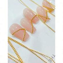 1M Diy Nail Art Ultra-Thin 0.8Mm Silver Copper Bead Chain, Holiday Gift Nail Supplies Nails Nail Charms Nail Gems - 金子 - 查看 5