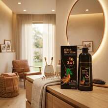 500ml Black Color Shampoo For Men And Women, 3-In-1 Argan Color Shampoo, Semi-Permanent Gray Coverage - 黑色 - 查看 11