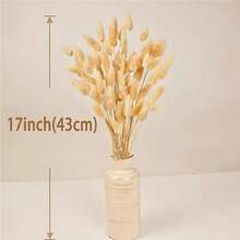 55-60 piezas, Hierba artificial de cola de conejo roja de 17 pulgadas, decoración del hogar, tallos de hierba de cola de conejo artificial adecuados para arreglos florales de estilo bohemio, manualidades DIY, decoración del hogar, la cocina y la boda, Navidad, Acción de Gracias, decoraciones de corona - blanco marrón - Ver 9