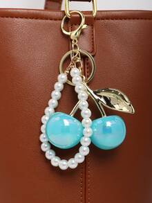 1pc Cherry Glass Pearl Wallet Charm/Keychain, Handbag Accessory - Cherry Keychain Charm, Cute Gift For Women - Multicolor - View 26