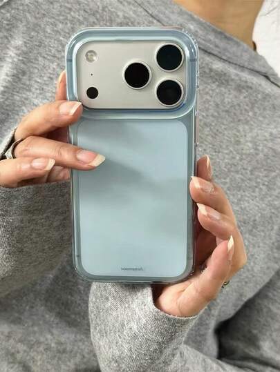 Ốp lưng điện thoại màu xanh băng trong suốt tối giản mùa xuân cho iPhone 17 Pro Max, vỏ bảo vệ mềm mại cho iPhone 14, 17 Pro, 15 Pro, 16 Pro Max