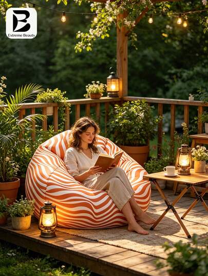 1个便携式充气户外休闲椅。柔软舒适的球形懒人沙发椅 | 透气PVC材质，简约纯色条纹设计，符合人体工学，现代座椅，轻巧结构，紧凑型座椅，可折叠充气户外休闲躺椅沙发，适用于客厅、阳台、露营、野餐、户外座椅、露营椅，球形设计，紧凑型家具，易于携带的可折叠沙发，旅行者、露营者、节日礼物，柔软蓬松的懒人沙发，充气泵需另行购买，不包含充气泵和沙发。