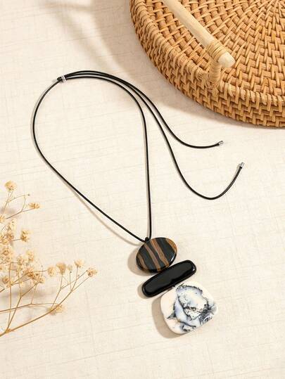 Dây chuyền mặt dây ba tầng giả đá phong cách Boho, có thể điều chỉnh độ dài, trang sức nổi bật dành cho nữ.