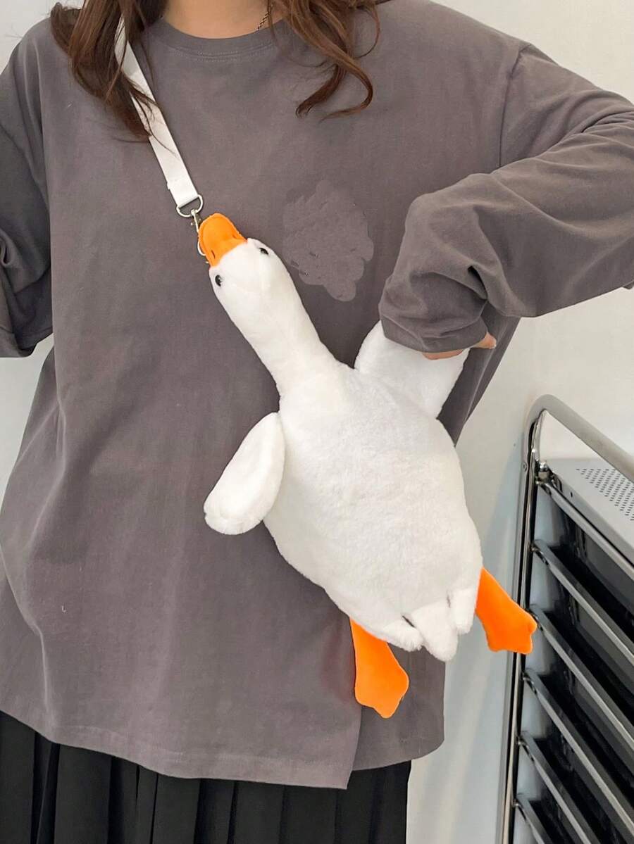 Mẫu mới năm 2026: Ba lô lông ngỗng trắng mềm mại, túi đeo vai hình hoạt hình Lolita dễ thương dành cho nữ sinh. - trắng - Xem 1