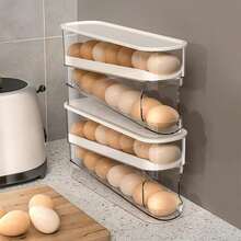 1pc Rolling Egg Storage Box, Double-Layer Automatic Egg Roller, Refrigerator Egg Dispenser, Keeps Eggs Fresh, Suitable For Refrigerators, Cabinets And Storage Compartments, Kitchen Storage And Organization, Egg Storage Rack - Multicolor - View 1