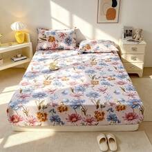 3pcs Bedding Set, Printed Fitted Sheet (Including Pillowcase, No Filling), 100% Polyester Fabric Printed Fitted Sheet, Bed Cover Set, Washable, Modern Minimalist Home Bedding - Hua Yan Yue Se - View 8