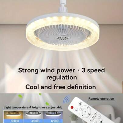 10in LED Fan Light With 5 Blades, 360° Flexible Rotation, Remote Control, Aromatherapy Function, Crystal Shade, Adjustable Color Temperature, Brightness, Wind Speed, Timer, Suitable For Bedroom, Living Room, Office, Shop
