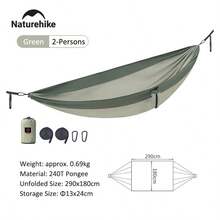 Naturehike 1pc Outdoor Portable Ultralight Hammock, Anti-Tipping, Tear-Resistant, High Load-Bearing, Single/Double Person, Camping Equipment - Multicolor - View 12