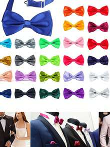 1pc Men's Polyester Solid Dual-Layer Bow Tie - A - View 4