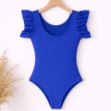 Brazilian Girl's World Cup Fan Bodysuit, Mini Diva Look, Brazil On The Road To The Hexa (Brazil's Sixth World Cup Title), Patriotic Children's Clothing, Fashion Style, Girl's - 寶藍色 - 查看 2