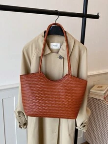 Large Capacity Handbag For Women, New Arrival Minimalist Commuting Shoulder Tote Bag - Brown - View 8