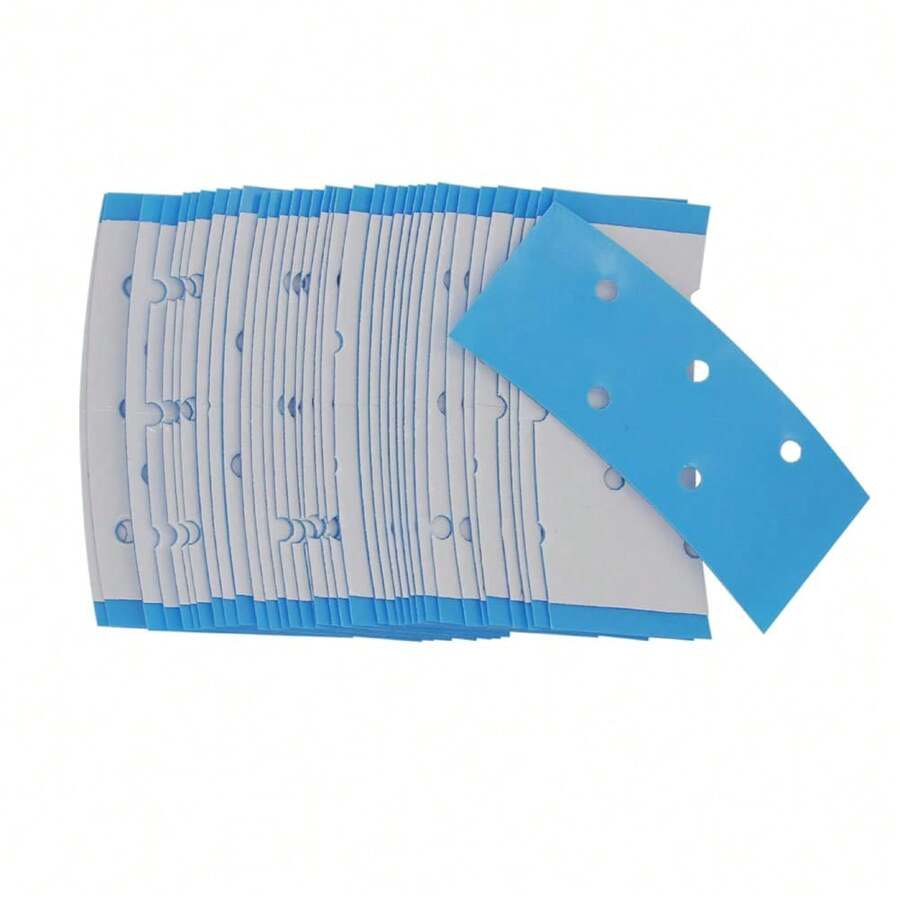 36 piezas Tiras de cinta adhesiva doble cara impermeable para pelucas de encaje, cinta adhesiva para pelucas de encaje y tupé (azul con agujero) - Ver 1
