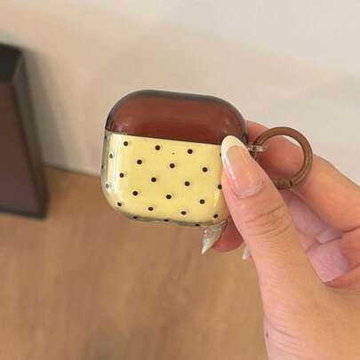 Korean Creative Transparent Yellow Brown Polka Dot + Hoop Earphone Case Compatible With AirPods Pro 3, New Pro 2, Cute Apple 4 Minimalist 3, Personalized 1/2 Earphone Case For Women