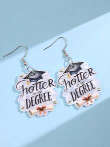 1 Pair Graduation Season Fashion Personalized Elegant High-End Interesting Text Bow Scroll Certificate Acrylic Dangle Earrings, Women Daily Holiday Party Gift Jewelry - Multicolor - View 4