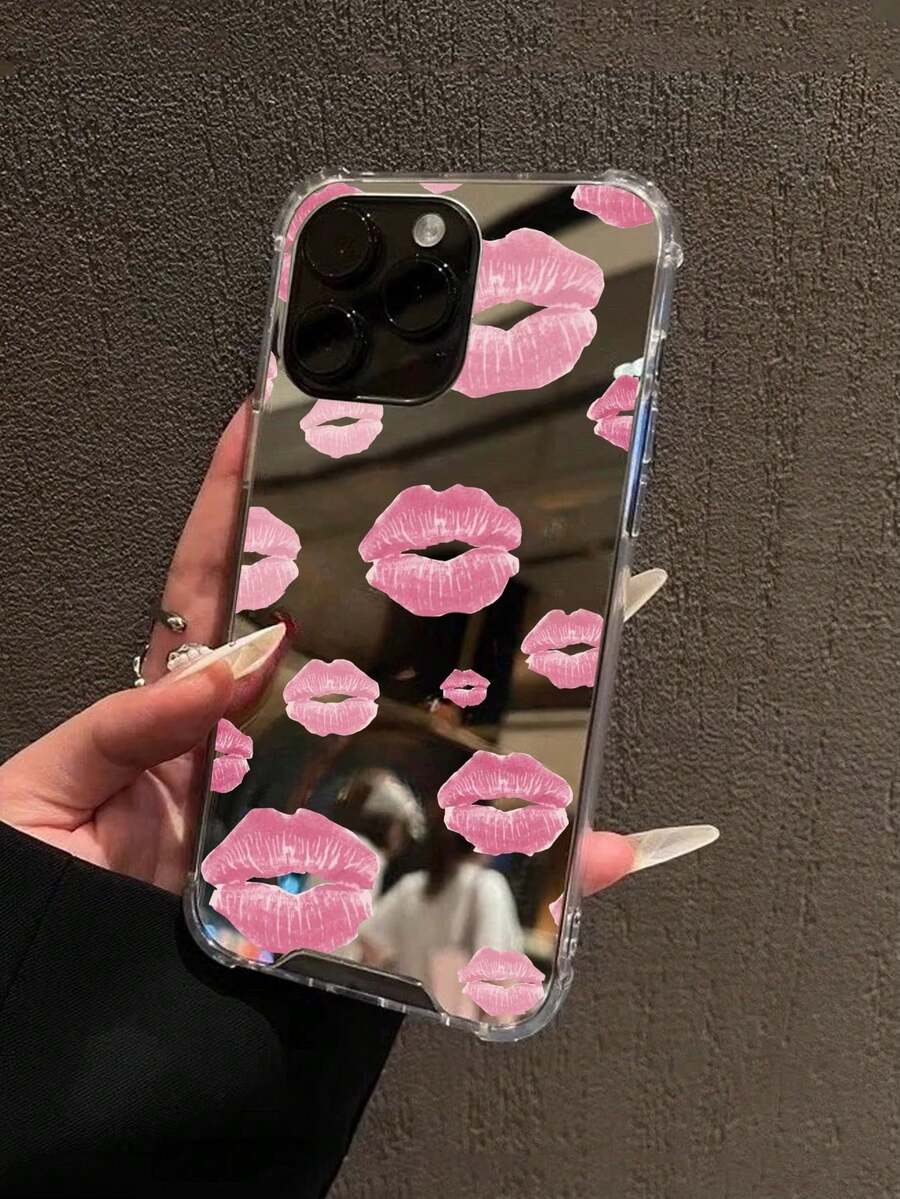 1 Piece, Free Shipping, Local Delivery, Accessories Not Included, Phone Case Compatible With Red Lip Pattern Mirror And Drop Protection. - Multicolor 6 - View 1
