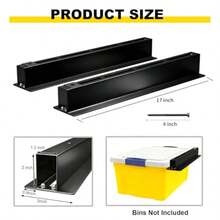 Heavy Duty Garage Ceiling Storage Rack System Overhead Bin Storage Rails Adjustable Tote Rack With 176 Lbs Capacity 4 Pack For 3 Binsgift - Black - View 3