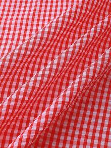 VIVINA Women's Summer Casual Versatile Deep Shirred Plaid Tie Waist Ruffle Hem Camisole, Versatile Weekend Outings & Vacation Wear - Red - View 6