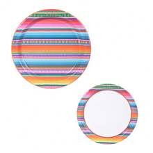 10/20/40 Pcs,Mexican Style Disposable Paper Plates Set, Cinco De Mayo Party Tableware Supplies,Color Striped Mexican Dessert Plates,7 Inch & 9 Inch Thickened Party Plates Themed Parties And Holiday Festival Table Decorations - Multicolor - View 8