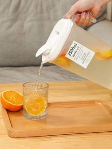 1个大容量水果茶冷水壶，1800毫升/2500毫升水果浸泡饮料容器，家用大容量扁平冷水壶，耐热日式饮水机，夏季甜品冷饮杯，茶壶，水壶，冷饮机 - 白色 - 查看 8