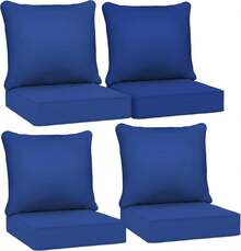 Outdoor Chair Cushions Set Of 4, Fade Resistant, 24 X 24 In Deep Seat, Patio Cushions For Chair, Sofa, And Outdoor Furniture, Navy Blue - Navy Blue - View 1
