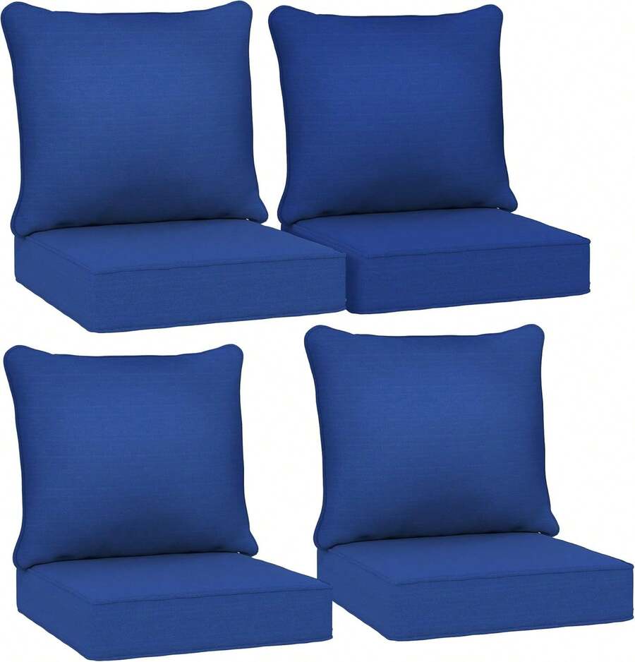 Outdoor Chair Cushions Set Of 4, Fade Resistant, 24 X 24 In Deep Seat, Patio Cushions For Chair, Sofa, And Outdoor Furniture, Navy Blue - Navy Blue - View 1