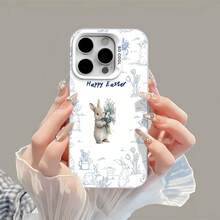 Funda para móvil con diseño de conejito de Pascua, compatible con Samsung, Apple, VIVO, OPPO, , ,  y Honor. Fabricada en TPU, ofrece protección contra golpes y caídas. Un regalo ideal para amigos y familiares. - Plateado - Ver 6