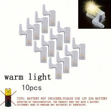 10pcs Cabinet Hinge LED Lights - Sensor Night Lights For Kitchen, Wardrobe, Bedroom And Living Room, Battery Powered (2 X AA Batteries Needed), Warm White & Cool White, Gray Plastic Housing - Warm Light - View 10