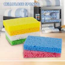 Multi-Use Cellulose Kitchen Sponges Compressed Cellulose Sponges Non-Scratch Dish Sponge For Kitchen Bathroom Cars With Funny Cut-Outs DIY Design 2-Pack Light Yellow Ideal For Daily Cleaning Tasks In Multiple Environments Including Kitchen Countertops Bathroom Surfaces And Car Interiors Soft Yet Durable Texture Ensures  Use On Sensitive Surfaces Without Scratching Compact Compression Saves Space Easy To Rehydrate And Use Perfect For -Friendly Cleaning Solutions - Light Yellow - View 3