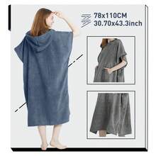 1 chiếc khăn choàng tắm bằng sợi microfiber dành cho người lớn (78*110cm), khăn tắm vải bông mềm mại cho nam và nữ, khăn thay đồ lướt sóng, áo choàng tắm. - Nhiều màu - Xem 5