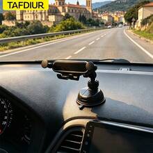 TAFDIUR 360° Rotatable Multi-Function Suction Cup Phone Holder, Desk Stand, Textured/Mirror Surface Design, One-Click Placement, 4-Point Gravity Lock, Car Navigation Phone Mount - A86+PJ04 - View 2