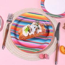 10/20/40 Pcs,Mexican Style Disposable Paper Plates Set, Cinco De Mayo Party Tableware Supplies,Color Striped Mexican Dessert Plates,7 Inch & 9 Inch Thickened Party Plates Themed Parties And Holiday Festival Table Decorations - Multicolor - View 6