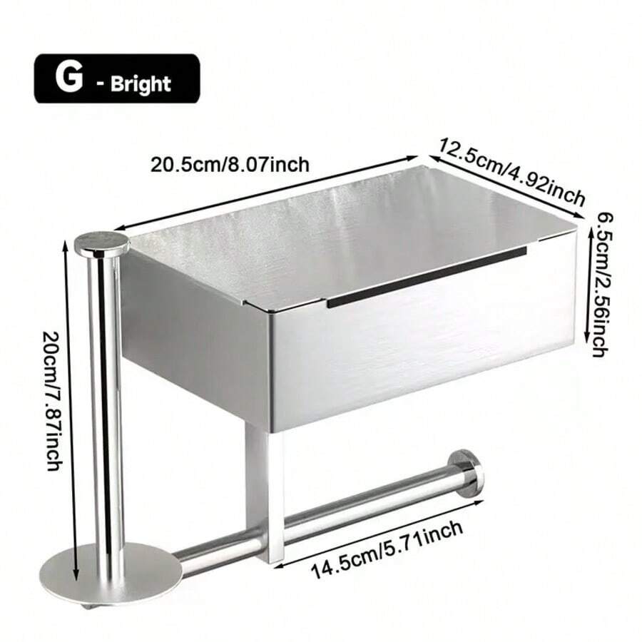 1个浴室马桶不锈钢纸巾盒纸巾架浴室壁挂式免打孔卫生纸架家用卷纸架 - 黑色 - 查看 1