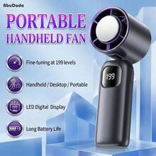 Ventilador portátil multifuncional y plegable - USB/Tipo-C, ultra silencioso, 199 velocidades ajustables, batería de larga duración de 1800mAh, adecuado para oficina, dormitorio, dormitorio y viajes al aire libre - Ventilador de mano portátil multifuncional - Ver 13