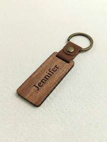 1-12 pièces Porte-clés en bois de noyer noir avec anneau, gravure laser personnalisable avec nom, logo et texte, accessoire de porte-clés en bois personnalisé pour cadeau - Noyer - Voir 19