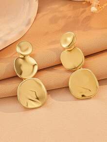 1 Stück Retro-Stil minimalistischer geometrischer Anhänger-Ohrringe, geeignet für Mädchen - modische Anhänger-Ohrringe, geeignet für den täglichen Gebrauch - Gold - Übersicht 4