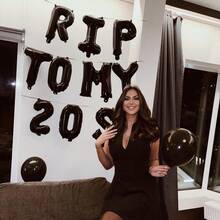 10个“ TO MY 20S”横幅气球，16英寸黑色字母数字气球横幅，适合生日派对、黑色主题生日派对、个性化生日派对、Emo、哥特风格派对 - 多色 - 查看 4