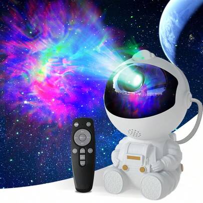 1pc Astronaut Galaxy Projection Light - Star Sky LED Nebula Lamp, Dimmable, Color Changing, Desktop Decor, Portable Remote Control Light - USB Powered, Suitable For Gaming Room/Home Theater/Ceiling Decoration