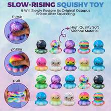 Cute Glowing Octopus Soft Squeeze Toy: Soft Slow Rebound Squeeze Stress Relief Toy, Adorable Animal Shaped Sensory Fidget Toy, Perfect Mother's Day Gift For Adults And Stress Relief Toy Collectors - View 3
