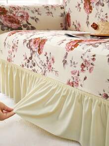 1pc Slip-Resistant Elastic Decorative Sofa Cover, Milk Silk Fabric Floral Print Skirt Design, Fit For Single/Double/Three/Four Seater Sofa, Pet-Friendly, Colorful, Suitable For Spring/Summer/Autumn/Winter - Multicolor - View 8