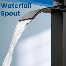 Matte Black Waterfall Bathroom Faucet, Single Handle Single Hole Mixer Tap With Large Rectangular Spout, Bar Sink Faucet - Multicolor - View 4