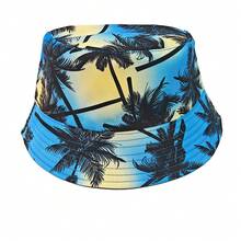 Cross-Border Printed Fisherman Hat, Double-Sided, Unisex, Versatile For Outdoor Travel, Sun Protection Hat,  European And American Style Sunshade Bucket Hat - Coconut Tree Series 6 - View 4