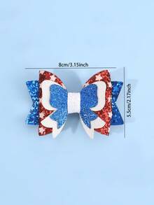 2 piezas Lazos patrióticos para el 4 de julio para mujeres con purpurina roja, blanca y azul. Pinzas de cocodrilo con diseño de estrella y bandera de EE. UU. para el Día de la Independencia y el Día de los Caídos. Accesorios para el cabello de mujer para festivales y fiestas. - Multicolor - Ver 8