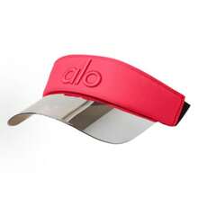 Alo Yoga Logo Embroidered Outdoor Sports Sun Hat, Open Top Hat, Adjustable Buckle Tennis Cap, Unisex Couple Style, Red - 查看 4
